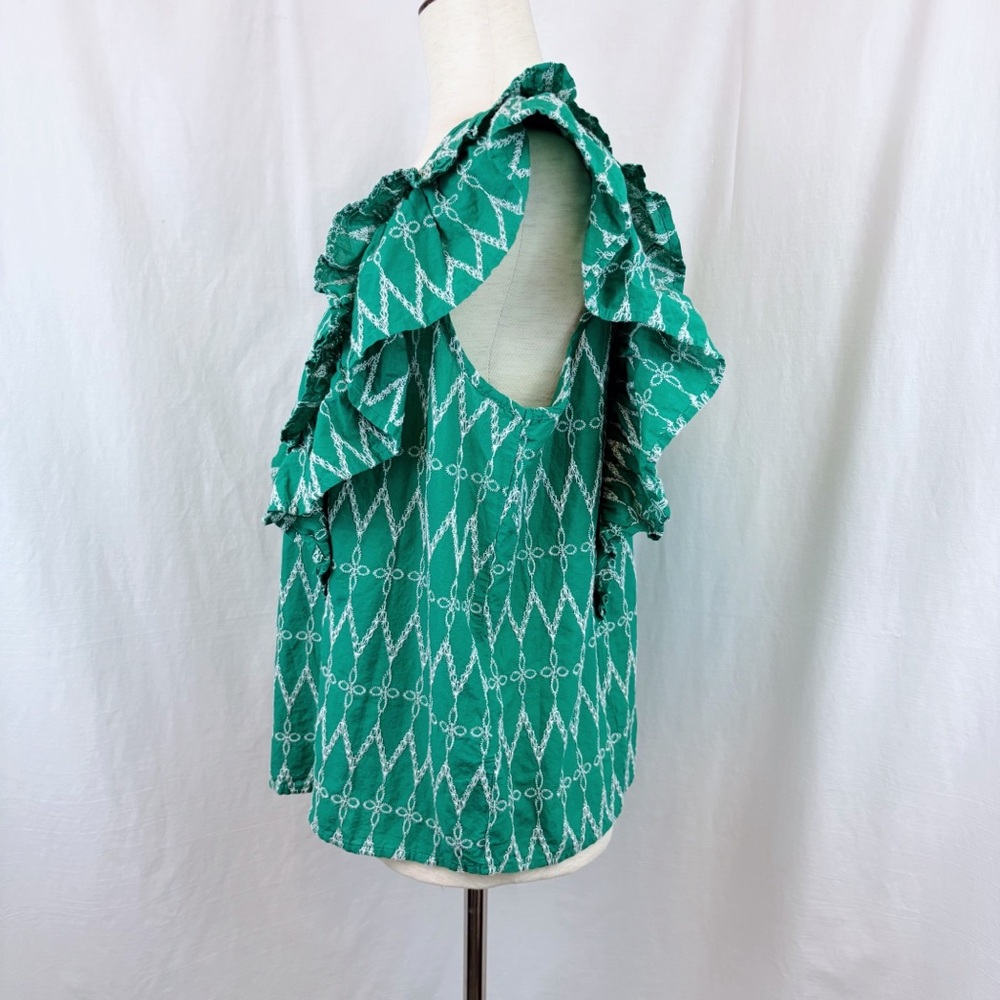 NWT Universal Thread Green Ruffle Blouse Large - Picture 3 of 4